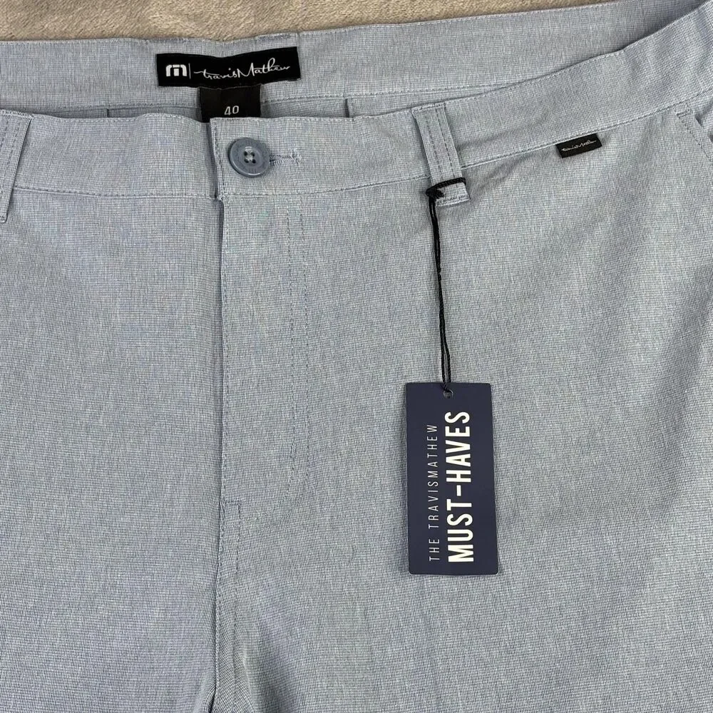 Travis Mathew Shorts Mens 40 Blue Beck Golf Performance‎ Stretch Waistband